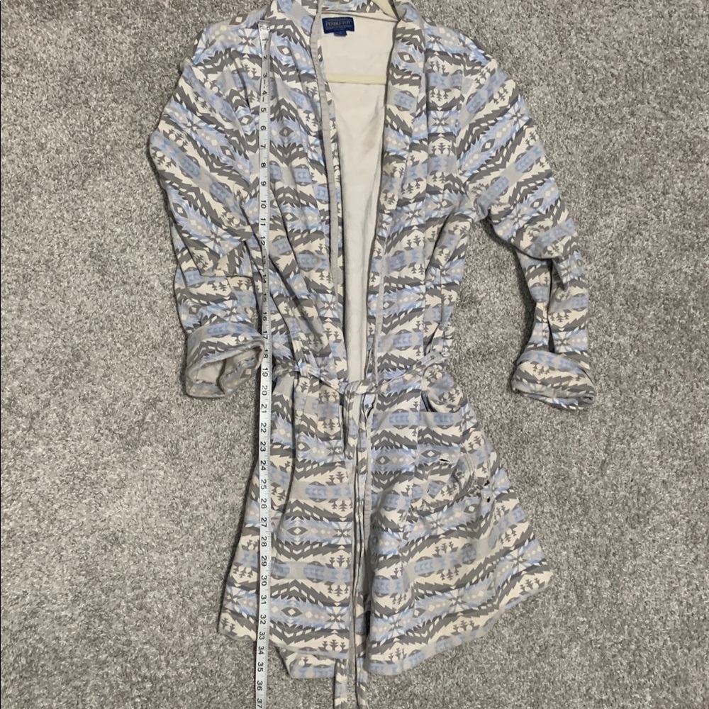 Pendleton Gray Blue Boho Southwestern Print Robe Size XL - Picture 6 of 7